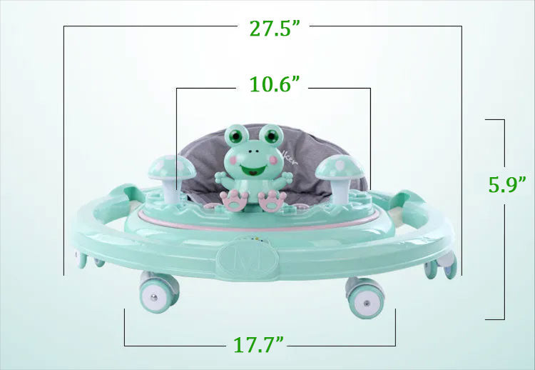 🍼🐸 Frog Baby Walker Anti-O-Leg Multifunctional Anti-Rollover with Music | 6-12 Months | Silent Wheels Option