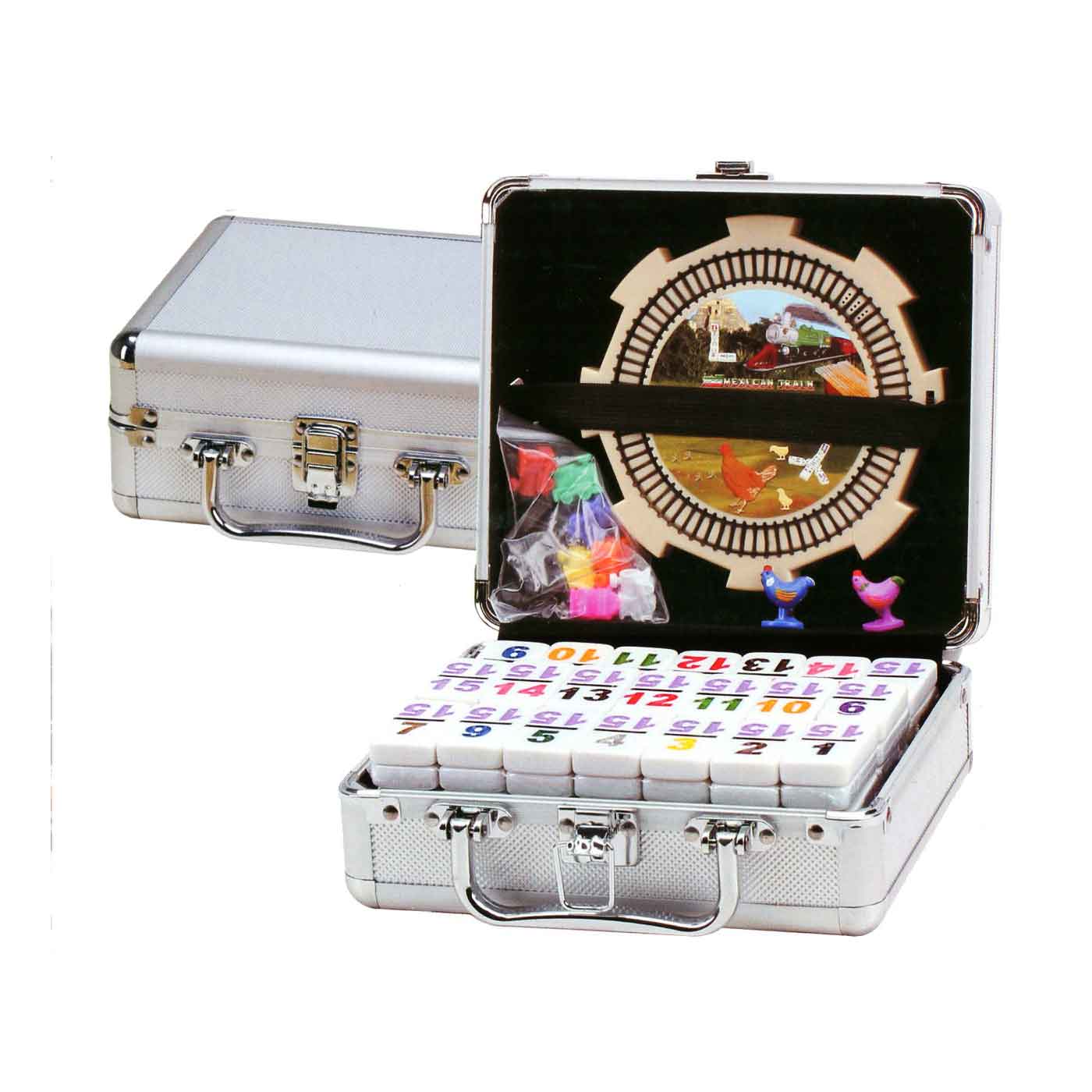 🚂 Double 15 Mexican Train Domino Set – Professional 136 Tile Set with Aluminum Case G8Central