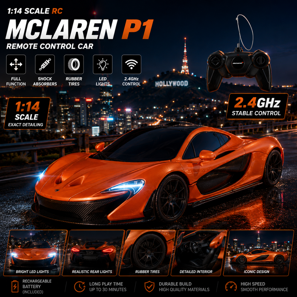Orange 1:24 RC McLaren P1 remote control sports car