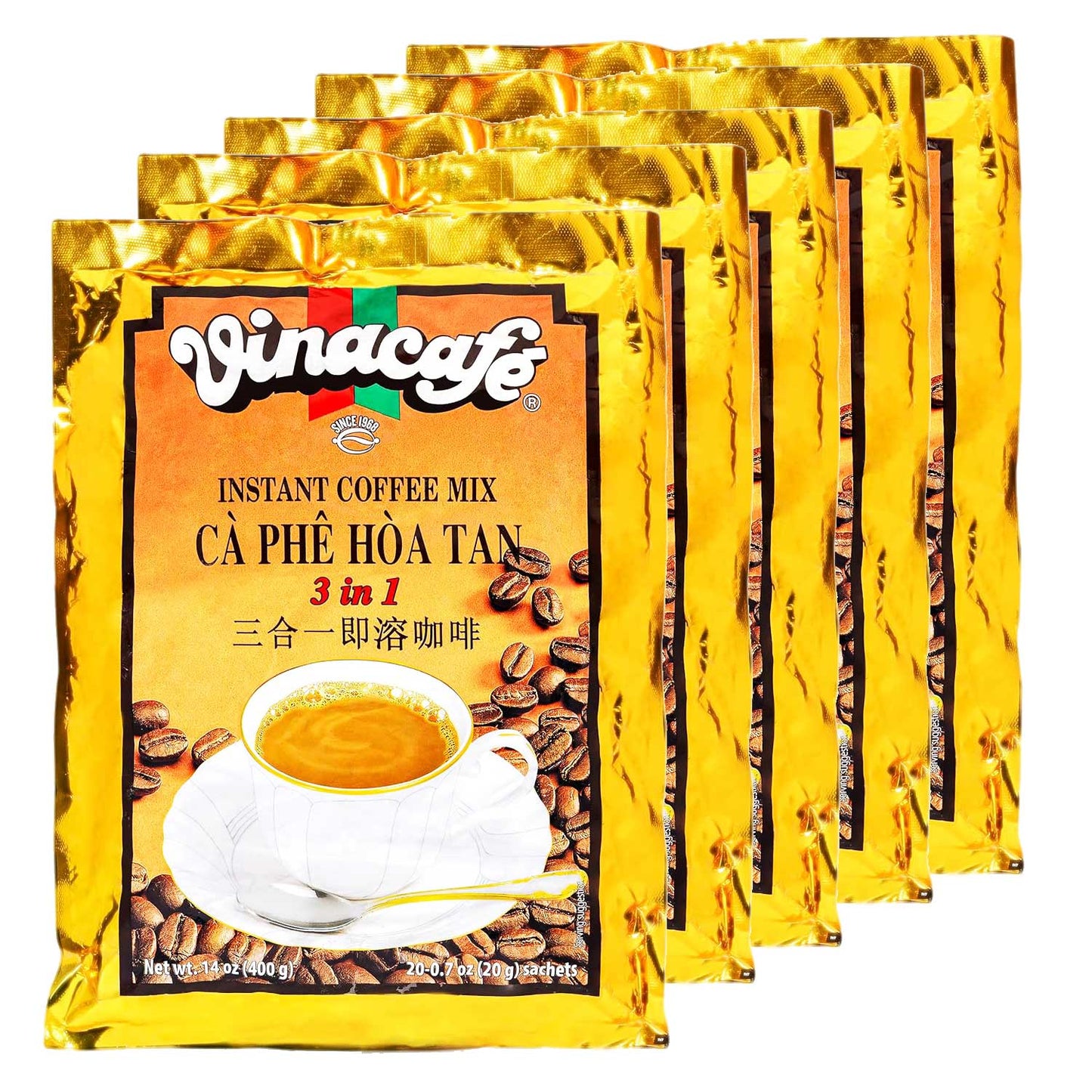 🛒 Vinacafe 3‑in‑1 Instant Coffee Packets ☕ | Authentic Vietnamese Medium Roast | Quick & Easy Single‑Serve Sachets | 20 Sachets per Pack