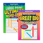 Two books titled 'Large Print Ultimate Word-Finds' and 'Large Print Great Big Word-Finds' on a white background.