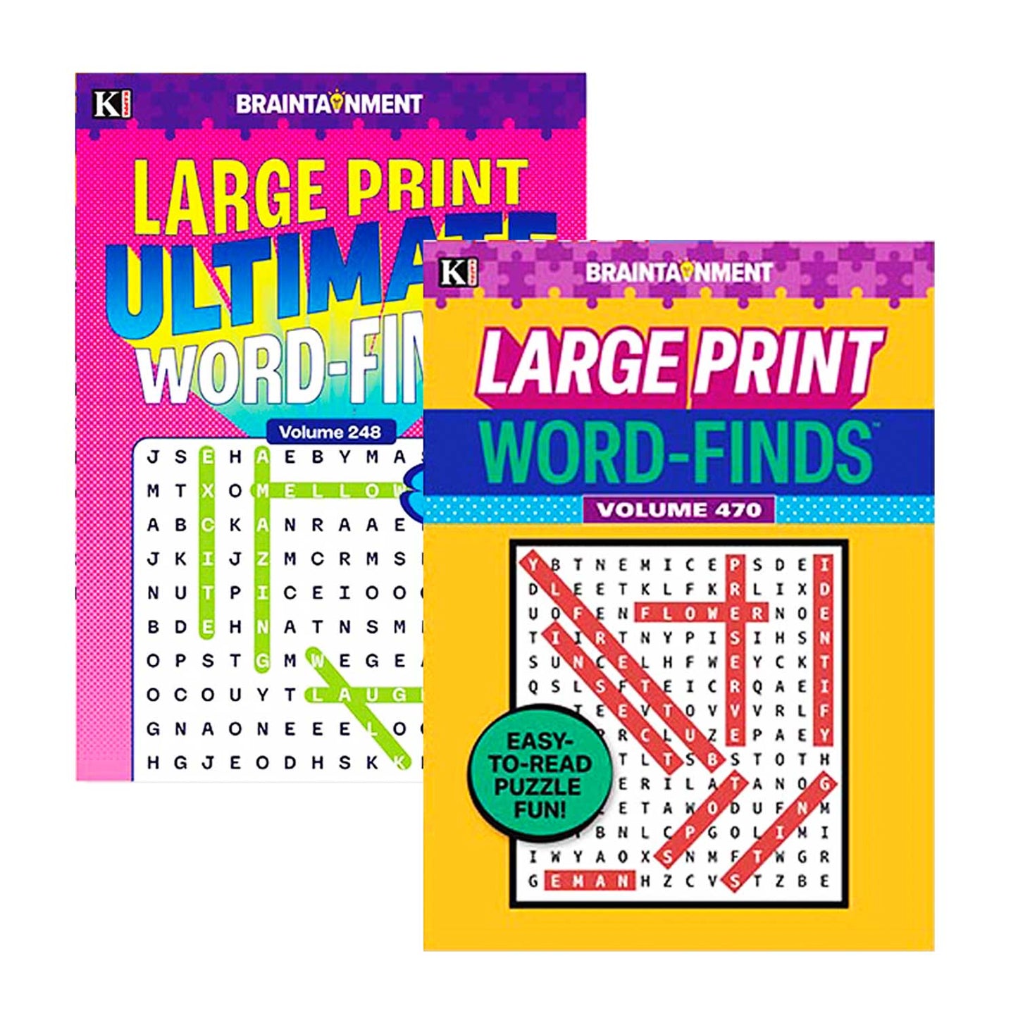 Collection of 5 Variety Puzzle Books Including LARGE PRINT Great Big Word Finds & Companion Fill-Ins 10.75 x 7.75 Inches