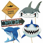 Fun shark photo booth accessories for birthday and family events