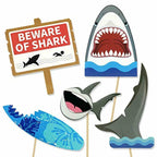 Underwater shark party props for ocean theme birthday decorations