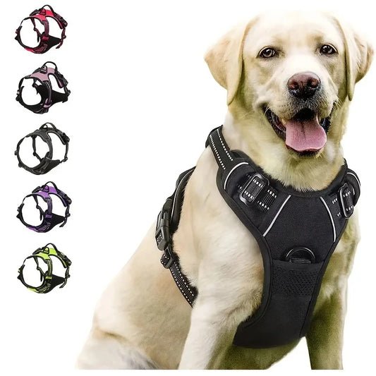 🐾🦺 Dog Harness Vest & Leather Leash Set – Collar Accessories