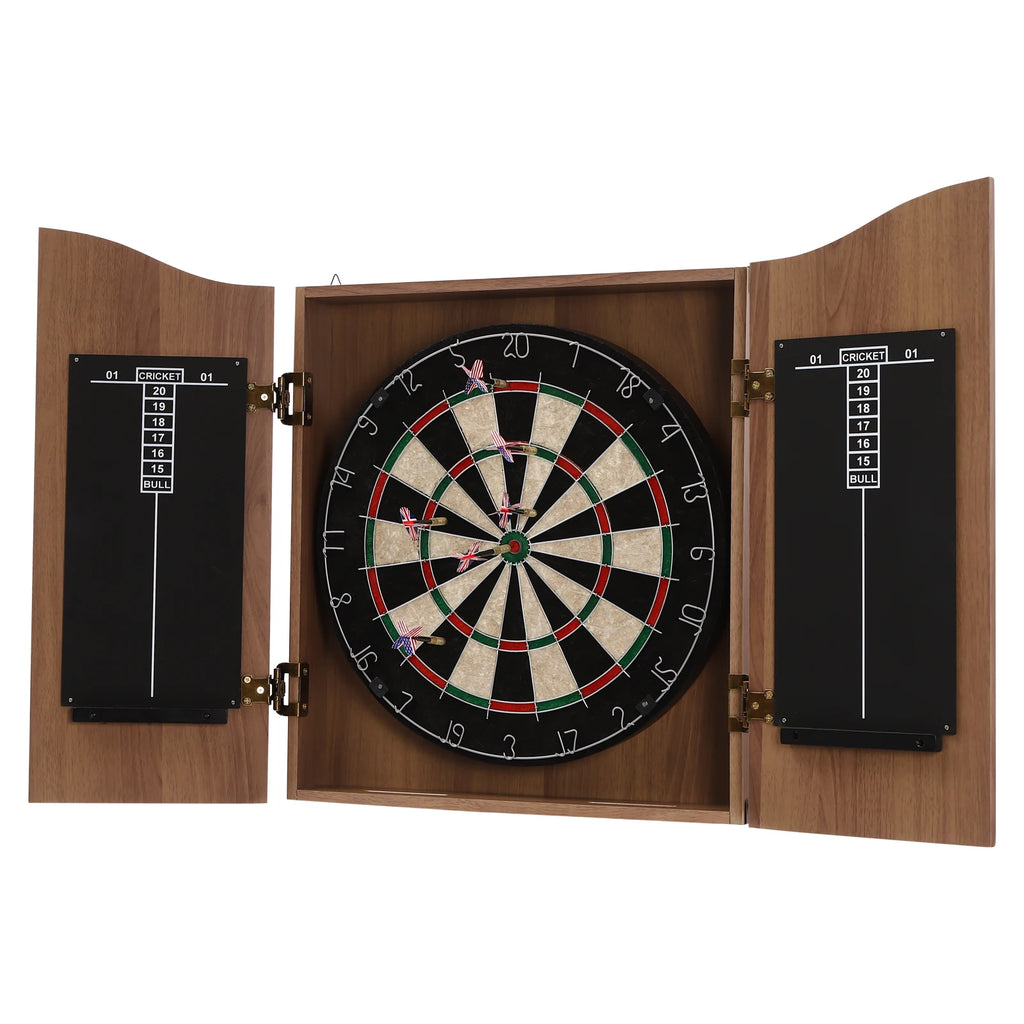 🎯 Wall‑Mounted MDF Dartboard Cabinet Set for Adults | Premium Sisal Dart Board with Scoreboards, Storage & Modern Brown Cabinet | Home, Bedroom, Bar Game Room Decor ⭐