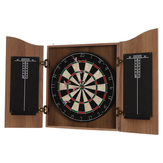 🎯 Wall‑Mounted MDF Dartboard Cabinet Set for Adults | Premium Sisal Dart Board with Scoreboards, Storage & Modern Brown Cabinet | Home, Bedroom, Bar Game Room Decor ⭐