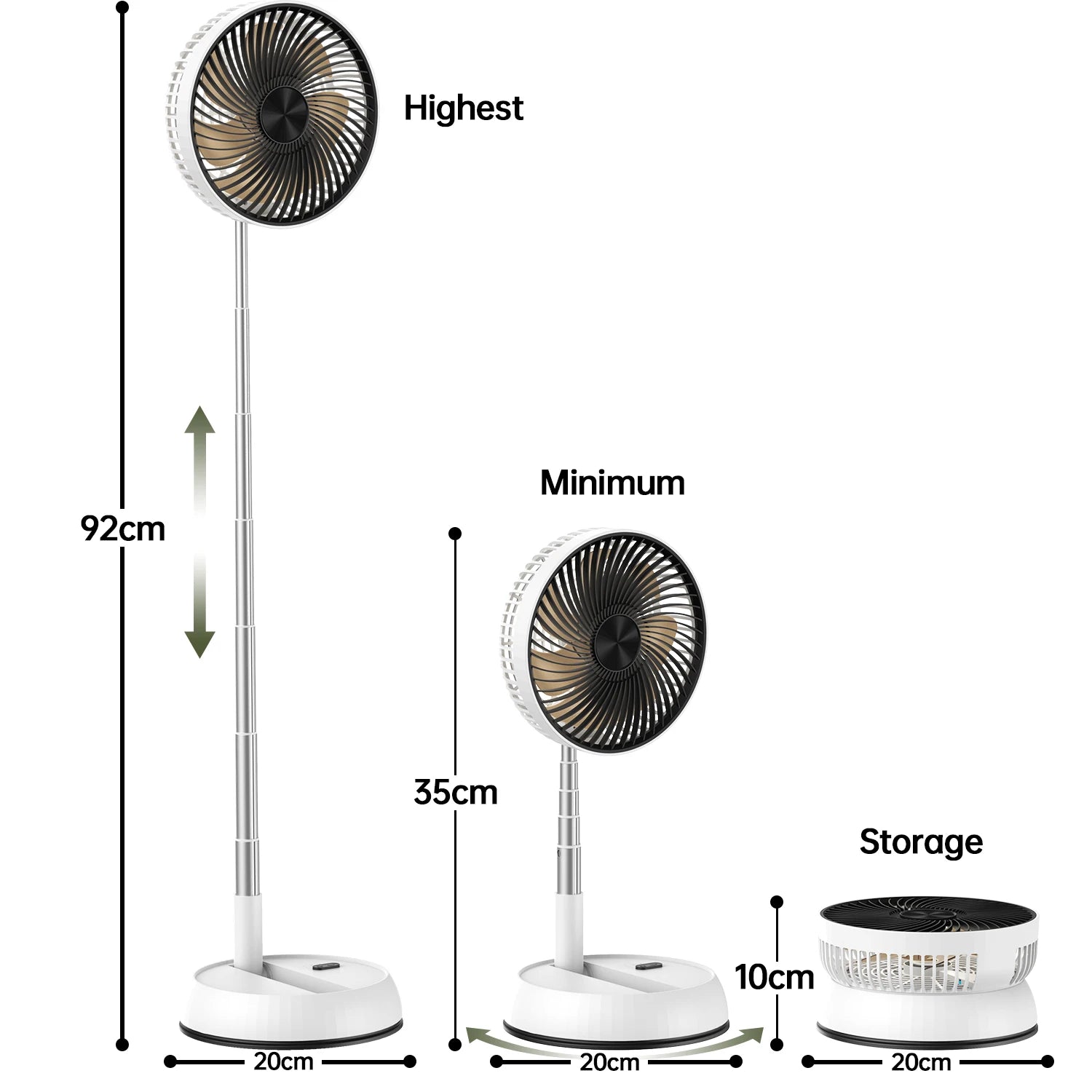 🌬️🌀 Portable Oscillating Standing Fan – Rechargeable with Remote
