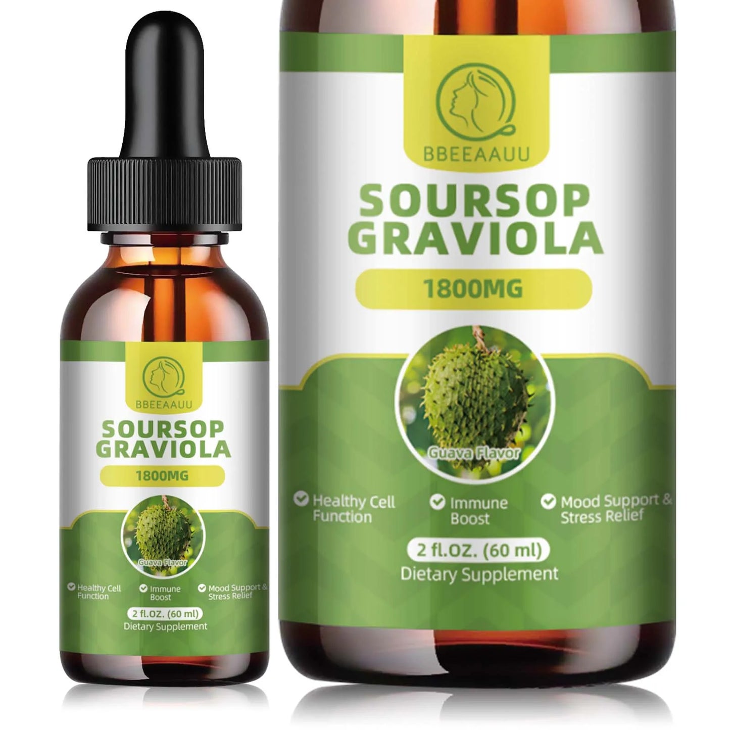 2 Fl. oz. Natural Soursop (Graviola) Extract Drops | Plant-Based Wellness Support | Antioxidant-Rich | Gluten-Free | 2 Fl. oz. Liquid Herbal Supplement 🌿