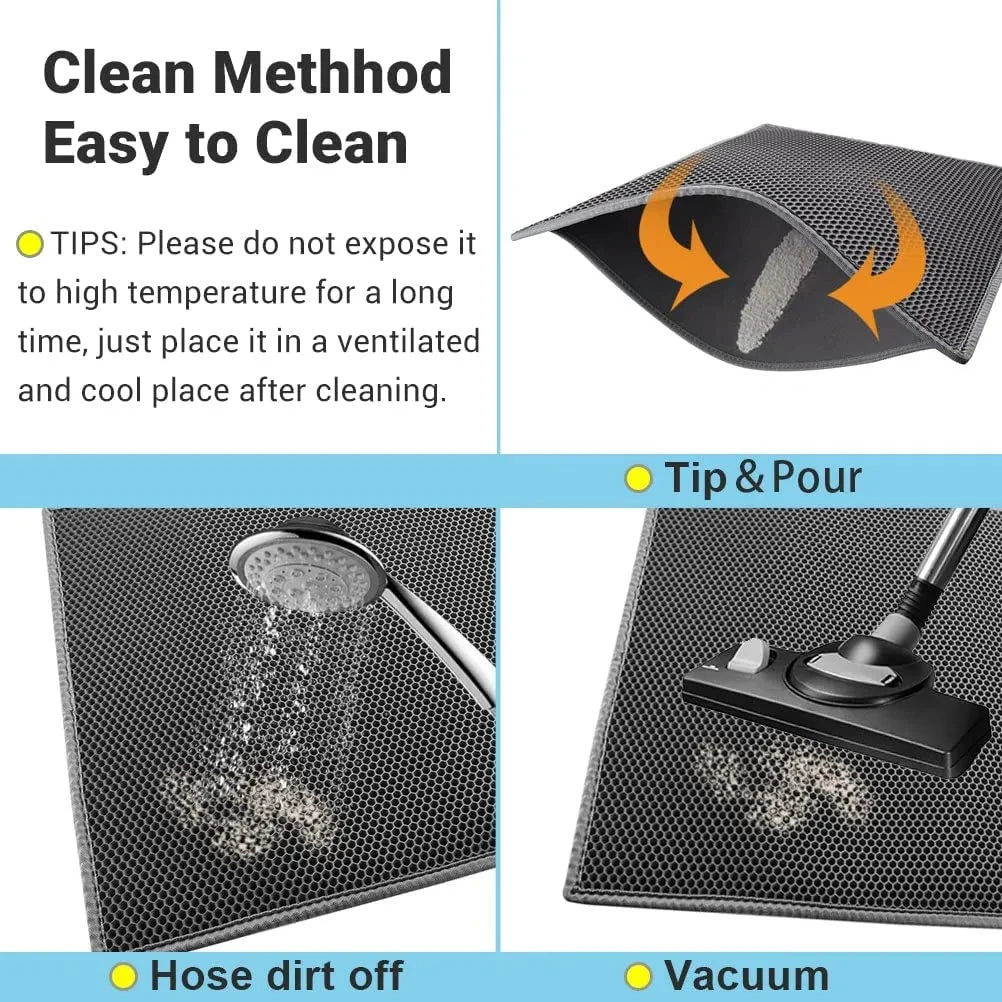 🐱🧼 Double Layer Waterproof Cat Litter Mat – Non-Slip & Washable