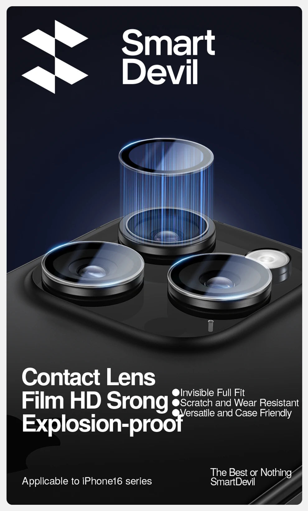 SmartDevil Camera Lens Glass Protector for iPhone 17 / 16 Pro Max