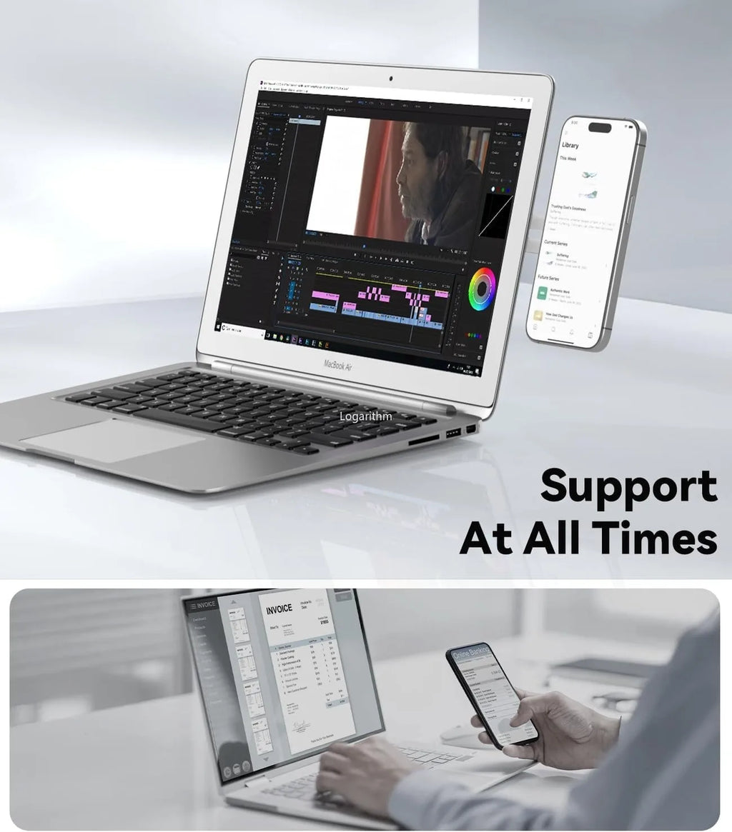 Magnetic Laptop Phone Holder – Slim Foldable Side Mount