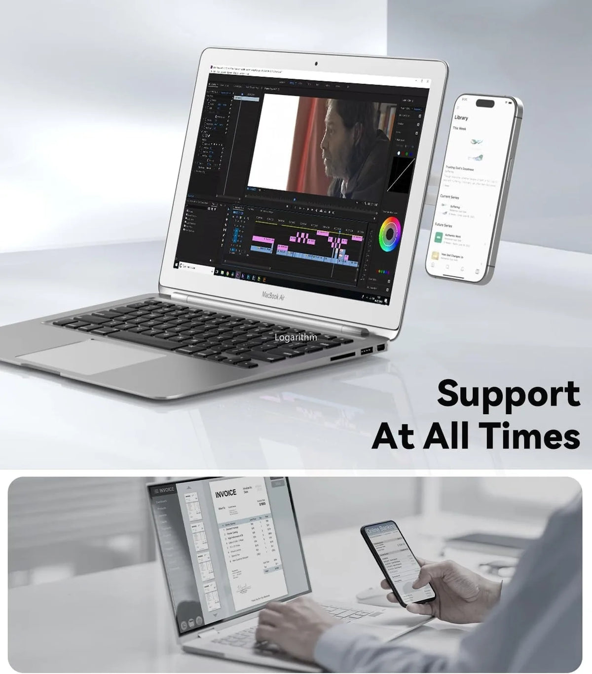 Magnetic Laptop Phone Holder – Slim Foldable Side Mount