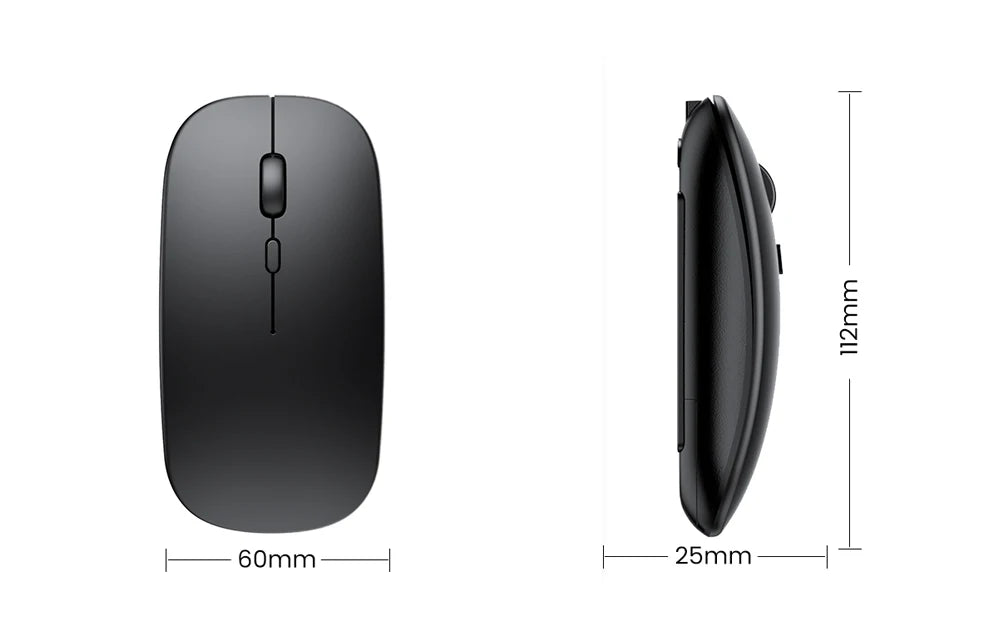 🖱️🔋 Rechargeable Wireless Bluetooth Mouse – 2.4GHz Silent Ergonomic Mini