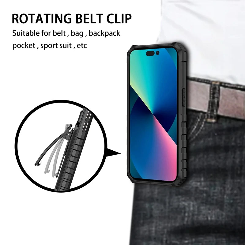 Rugged Armor Case with Belt Clip Holster & Kickstand for Samsung Galaxy