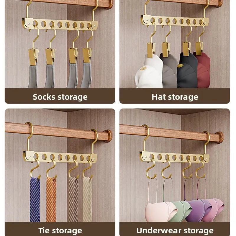 👕✨ Foldable Rotatable Clothes Hanger Organizer | 6 / 8 Holes Magic Metal Storage Rack 🪝 | Wardrobe Space Saver Hook