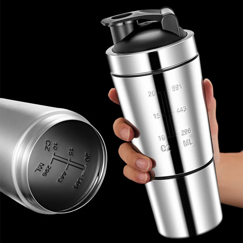🥤🛡️ Stainless Steel Protein Shaker Cup – Portable Fitness Sports Mug
