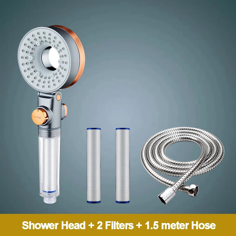 🚿💧 Double-Sided Shower Head – 3 Spray Modes Water-Saving Rainfall Shower with Filter & Booster Nozzle