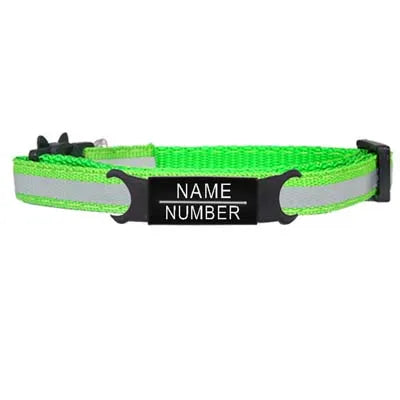 🐱✨ Reflective Adjustable Cat Collar – Personalized ID Free Engraving