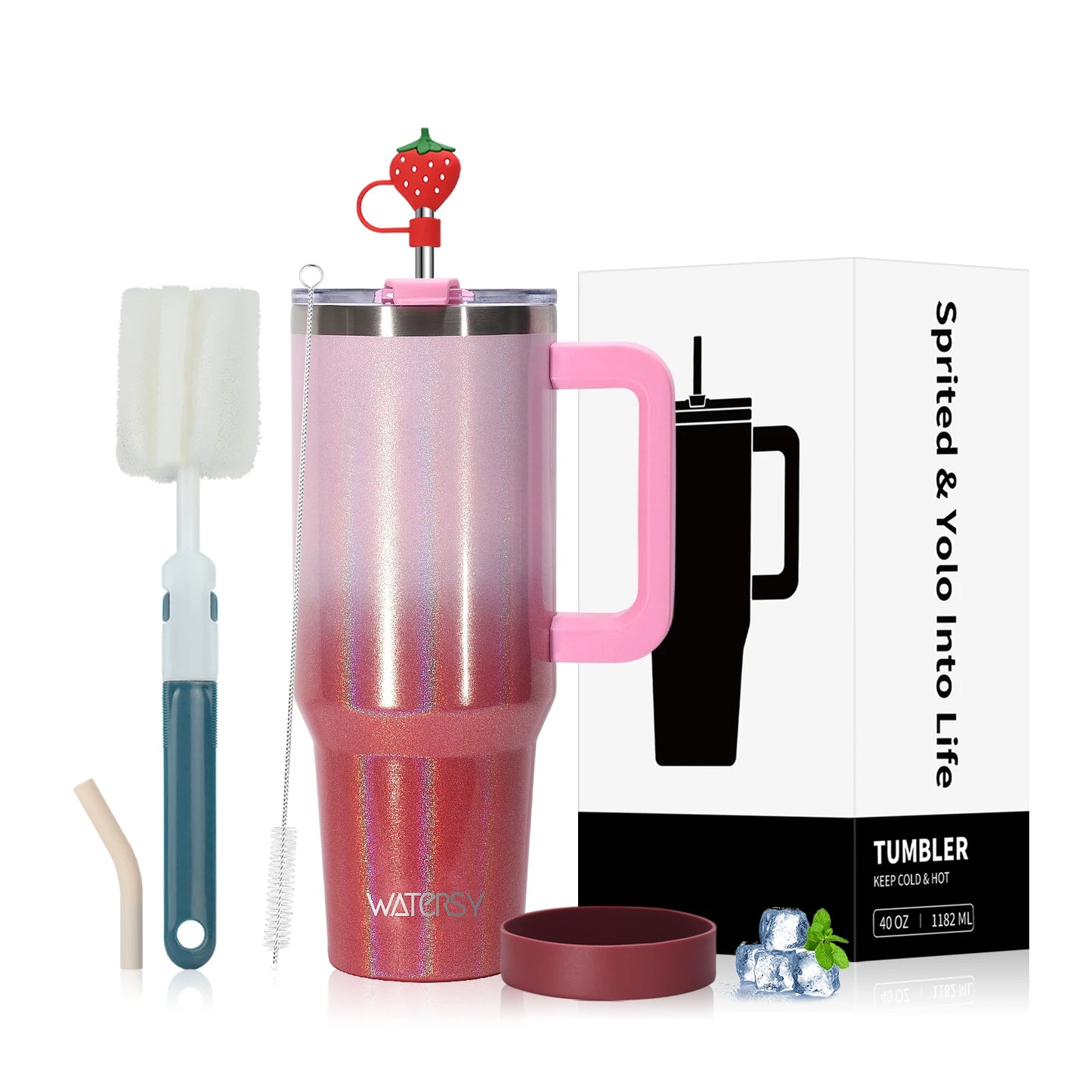 WATERSY 30oz / 40oz Insulated Tumbler – Stainless Steel Travel Mug with Handle & Straw 💧✨