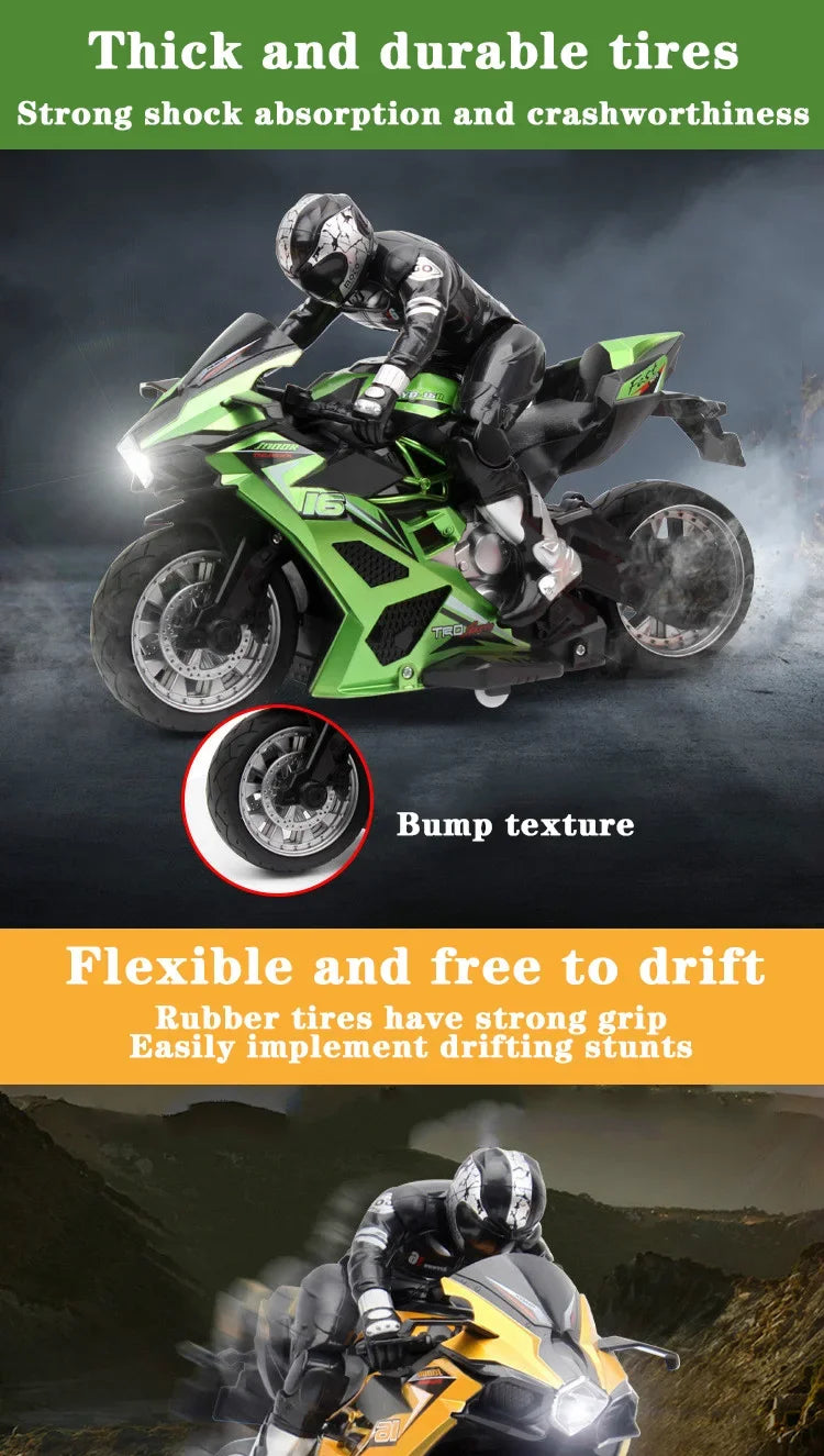 Remote Control Stunt Motorbike 360° Rotation Drift RC Car Model High Speed USB Charge Climbing Racing RC Motorcycle Toy for Kids