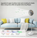🌬️🌀 Portable Oscillating Standing Fan – Rechargeable with Remote