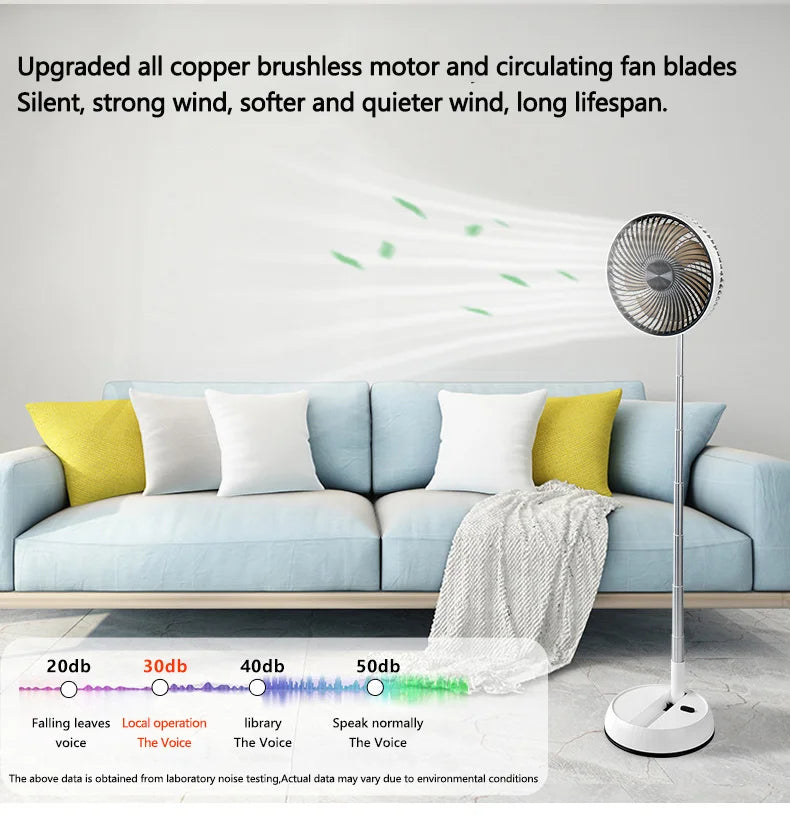 🌬️🌀 Portable Oscillating Standing Fan – Rechargeable with Remote