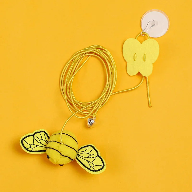 Interactive Hanging Cat Toy with Feather – Stretchable Elastic Rope Teaser