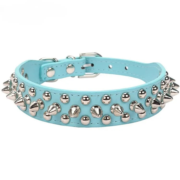 Adjustable Spiked Dog Collar 🐶 PU Leather Punk Studded Pet Collar for Small Dogs & Cats