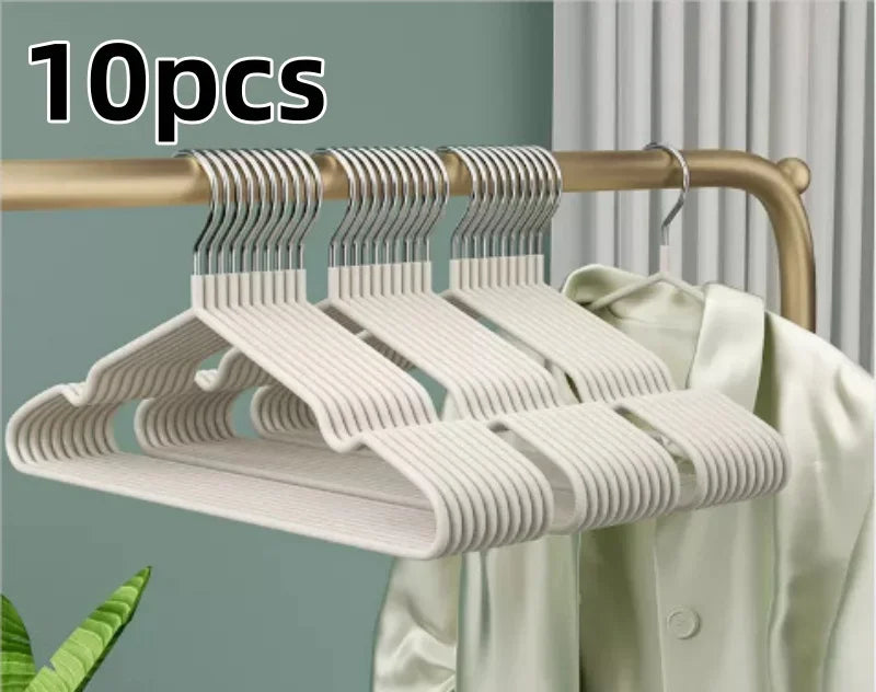 👔✨ 10pcs Non-Slip Coated Metal Suit Hangers | Heavy-Duty Traceless Shirt Hangers 🧥 | Simple & Multifunctional Closet Hangers