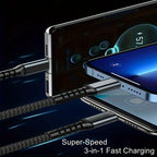 100W 3-in-1 MFi Transparent Fast Charging Cable with LED Pilot Lamp