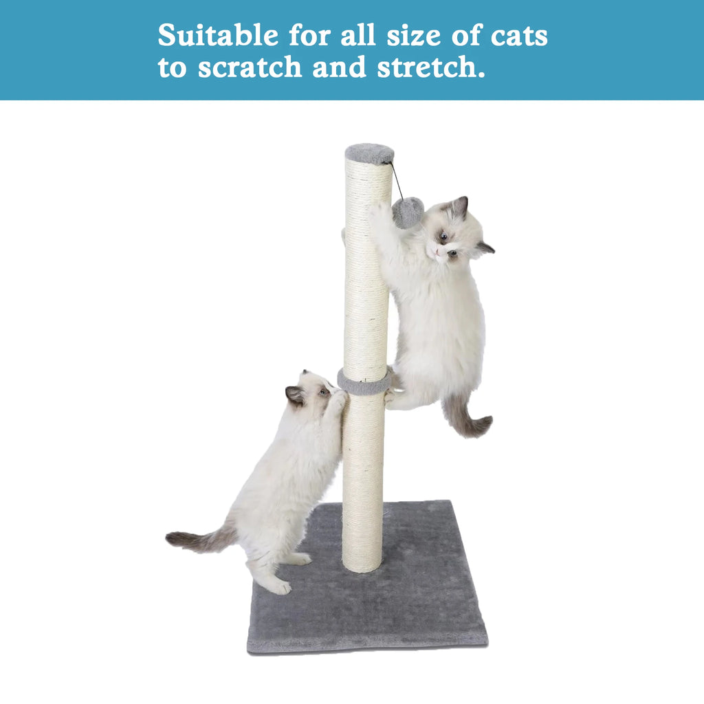🐾🌳 Tall Premium Sisal Cat Scratching Post with Dangling Ball