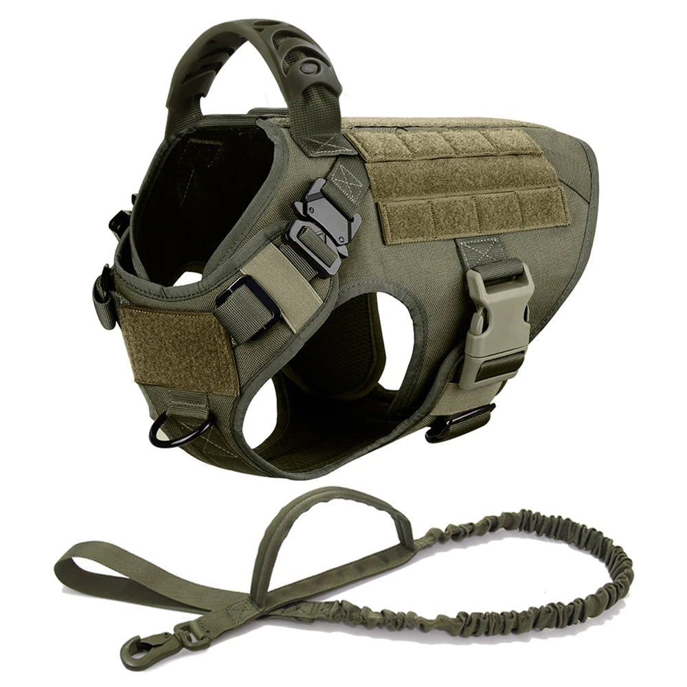 Tactical Large Dog Harness & Leash Set 🐕‍🦺 Military Training Vest with Collar for German Shepherd, Malinois & Medium-Large Dogs