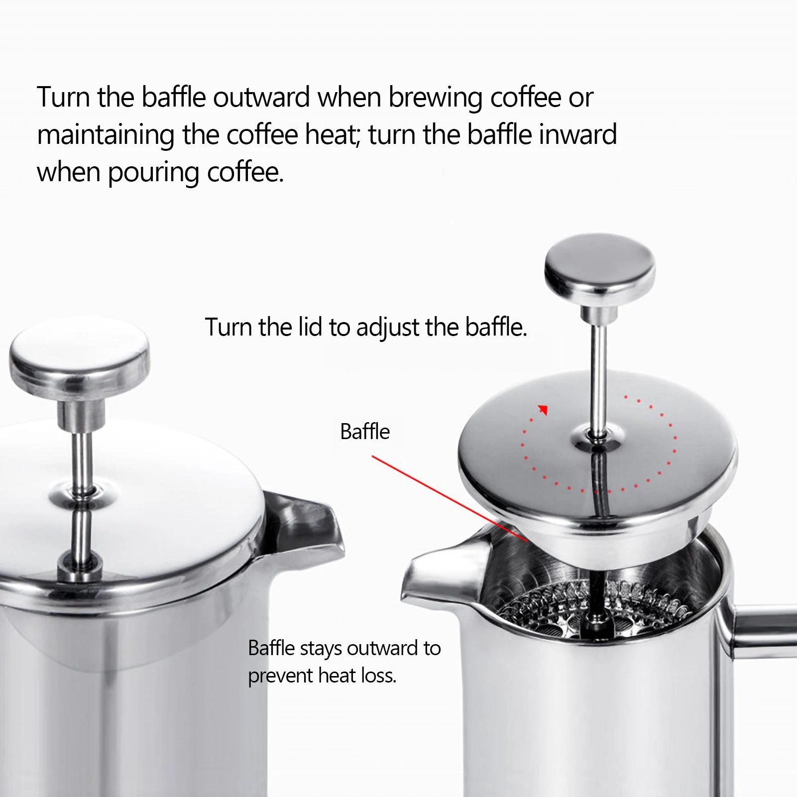 ☕✨ Stainless Steel French Press Coffee Maker | Double-Walled Insulated Coffee Pot 🫖 | 350ml / 800ml / 1000ml Coffee Brewer