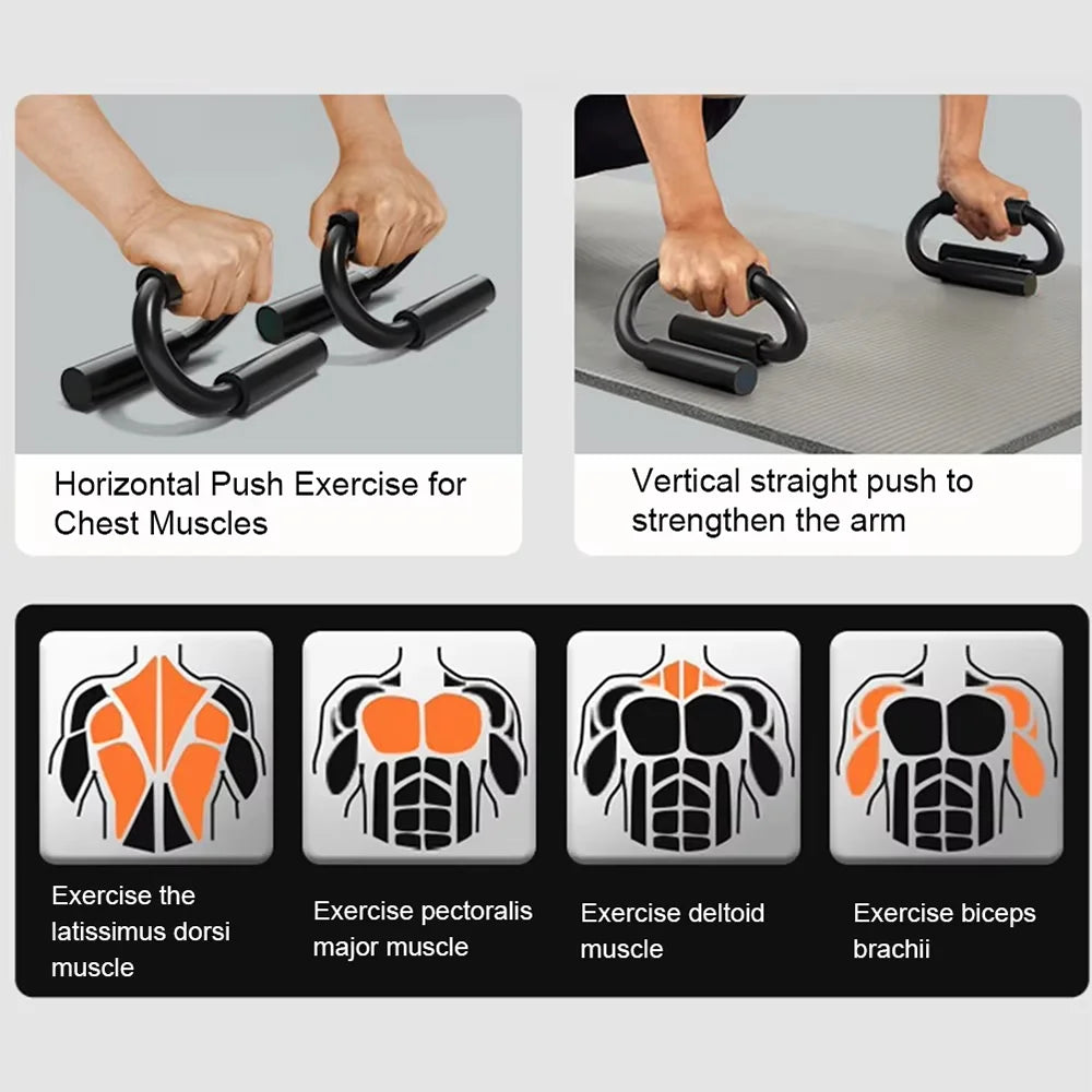 S-Type Push Up Bars – Anti-Skid Foam Handle & Thickened Steel Home Fitness Equipment💪🔥