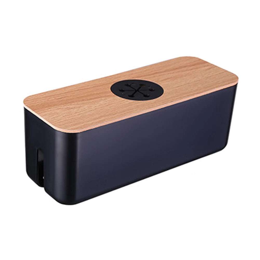 🌿📦 Wooden Cable Storage Box – Power Strip & Wire Organizer