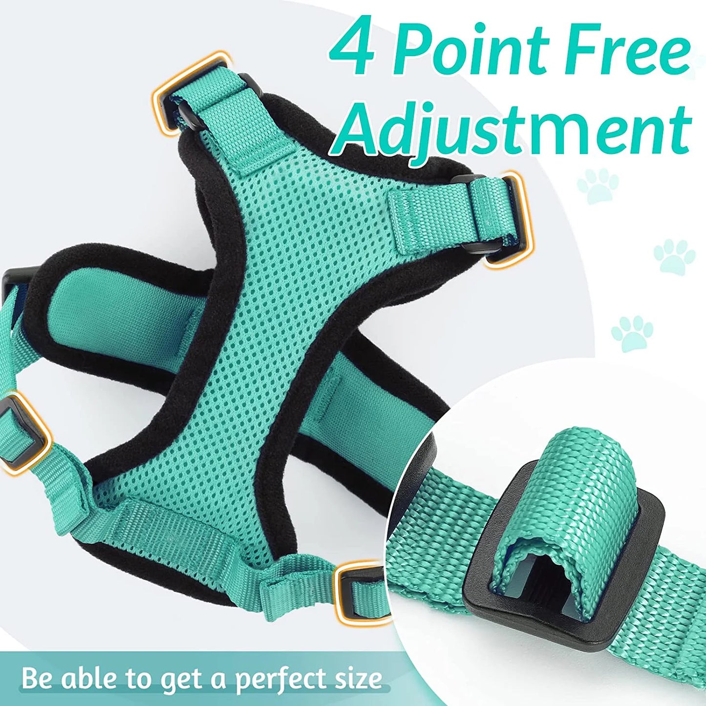 Cat Harness and Leash for Walking Escape-Proof Soft Adjustable Vest Harnesses for Cats Easy Control