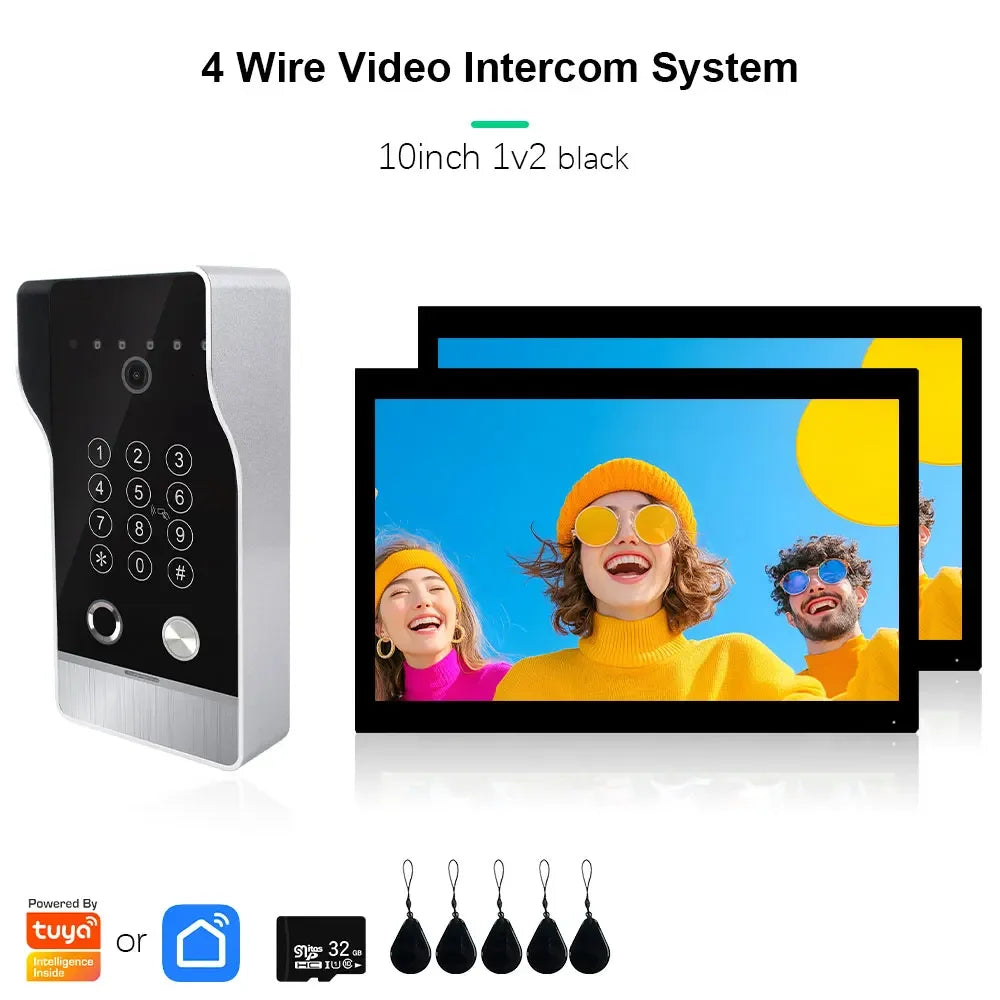 🔔📹 High Quality Video Doorbell Intercom System | Large Screen Smart Videophone 🔐 | Tuya Smart 5-in-1 Unlock 1080P for Home & Apartment