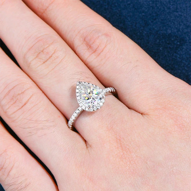 💍✨ RAPRGOLD Pear Cut Moissanite Halo Engagement Ring 💎 | 925 Sterling Silver Promise & Wedding Band for Women 💖