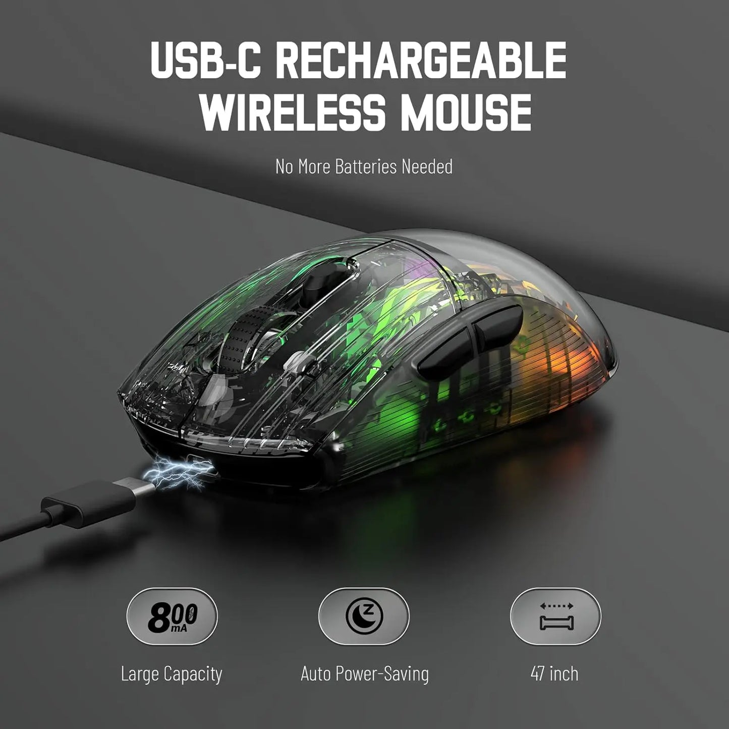 🔥🖱️ ATTACK SHARK X2 Pro Triple Mode Wireless RGB Gaming Mouse – Transparent Shell