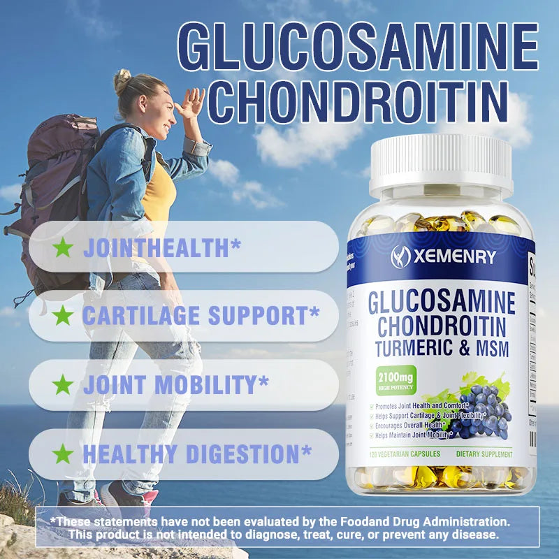 Glucosamine Chondroitin - Supports Healthy Joint Function, Protects Joint Tissue, Relieves Pain, and Improves Mobility