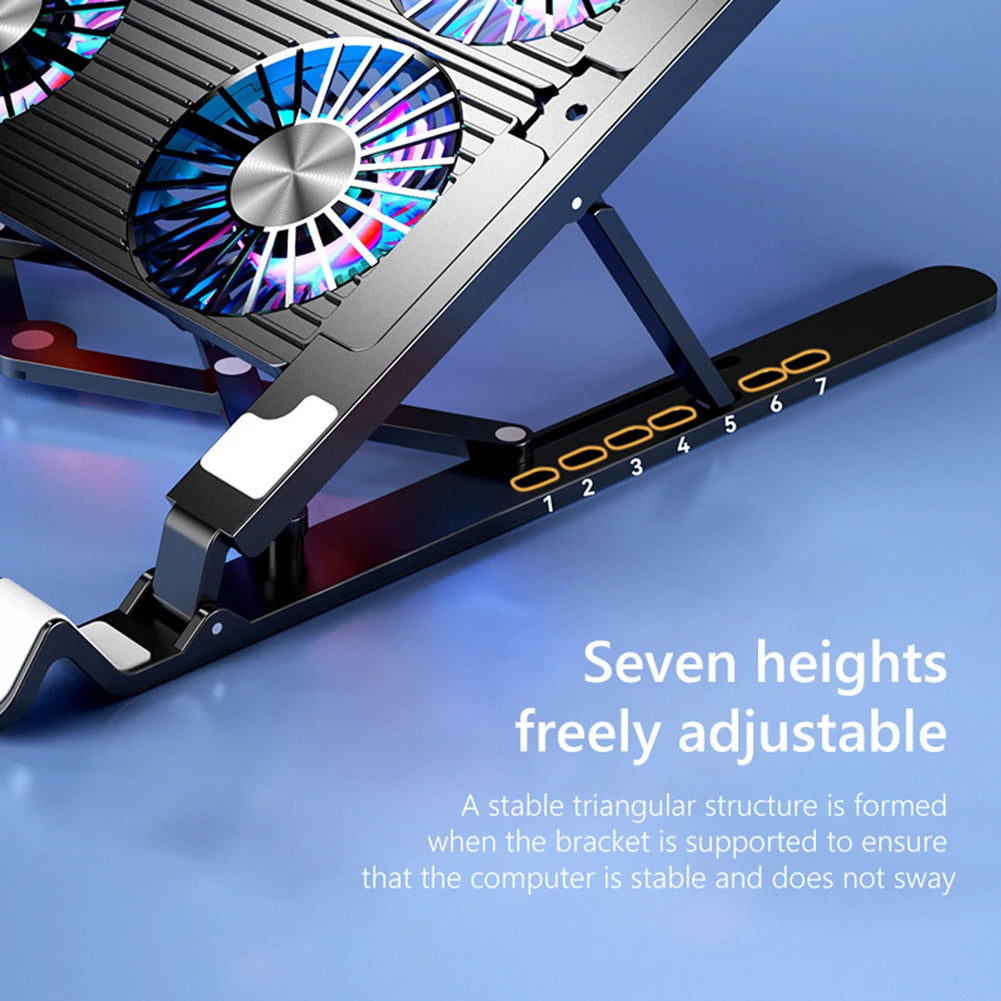 🌈❄️ Laptop Cooling Pad 2/4 Fans – RGB Foldable Stand (11–17.3”)
