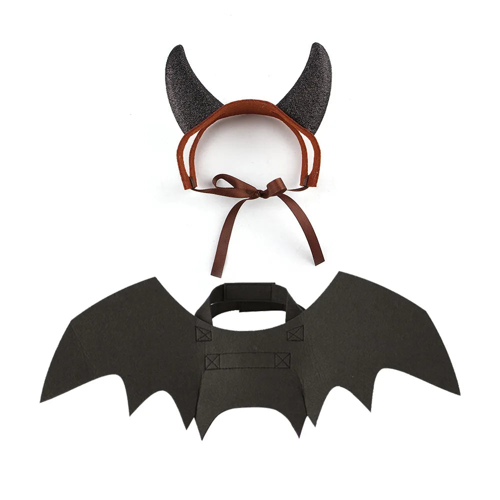 Cat Demon Costume Set – Horns & Bat Wings Halloween Outfit