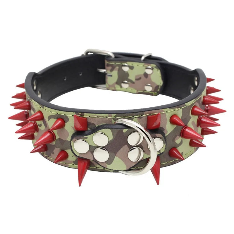 Spiked Dog Collar 🦴 Anti-Bite PU Leather Rivet Collar for Large Dogs
