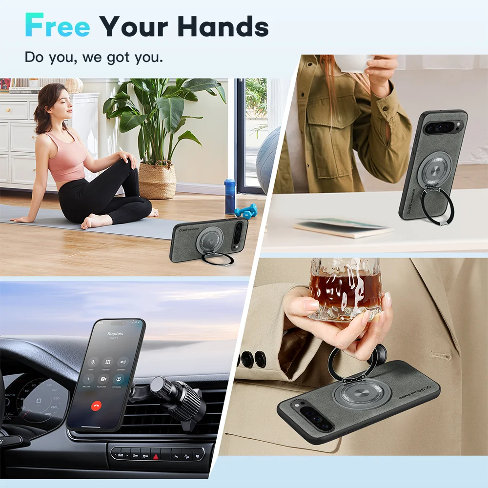 🧲💼📱 Magnetic 360° Metal Ring Leather Case for Google Pixel