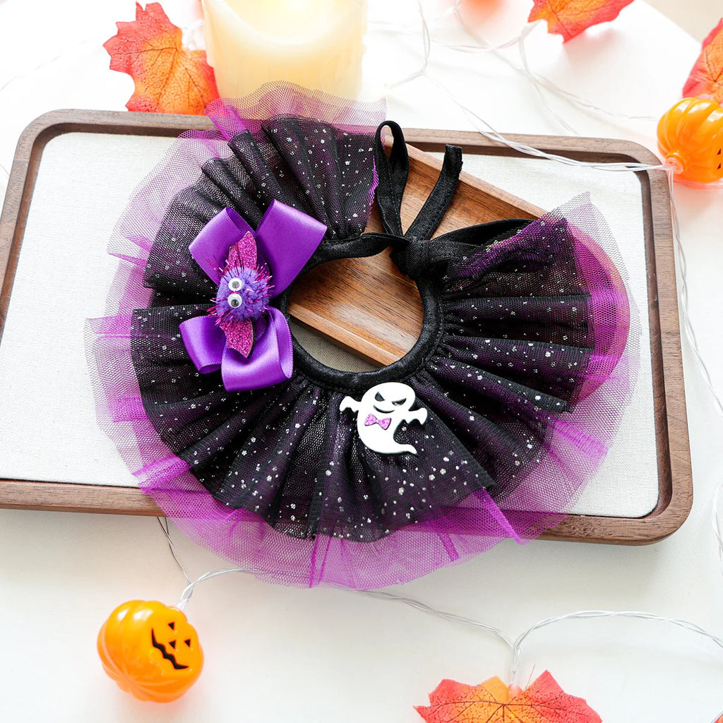 Halloween Pet Scarf – Pumpkin & Ghost Adjustable Collar
