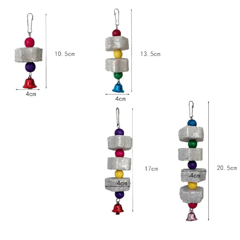 🦜🐿️ Multilayer Lava Rock Chew Toy with Colorful Beads for Small Pets