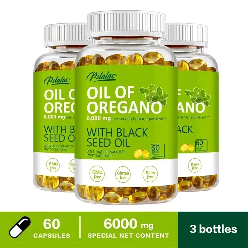 🌿 Oregano Oil Softgels 6000mg + Black Seed Oil 200mg 🌿