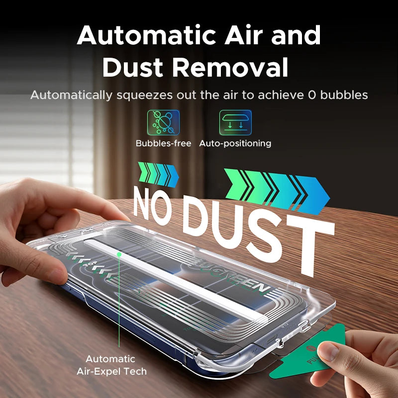 Tempered Glass Screen Protector for iPhone 17/16/17 Pro Max – 9D Hardness, HD Clarity, Full Coverage, Anti-Spy, 2PCS Automatic Dust-Free