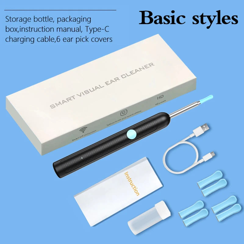 👂✨ Generation 2 Visual Ear Wax Cleaner Camera | Safe Earwax Removal Endoscope Tool 📷 | Smart Ear Cleaning Device – Black & White